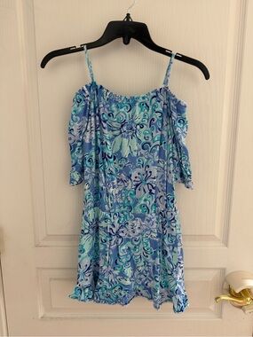 Lilly Pulitzer Aqua & Blue Floral Cold-Shoulder Mini Dress